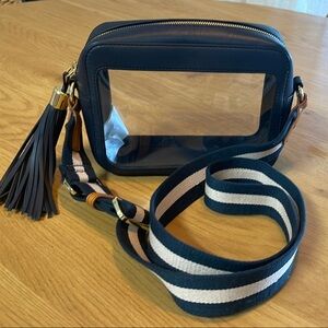 Mark & Graham Navy and Cream Clear Stadium Crossbody Bag
